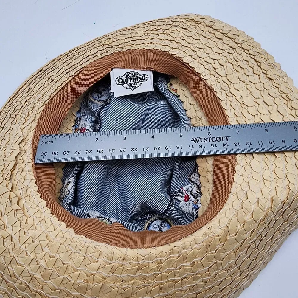 Vintage 90s Looney Tunes Denim Straw Sun Hat One Size Tweety Mom USA Acme 1991